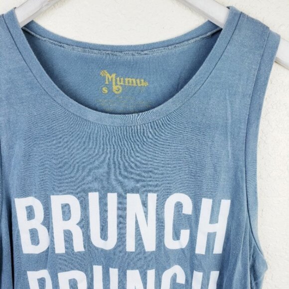 Mumu Mellow BRUNCH Spell out Slouchy Graphic Tee size S - Picture 3 of 10